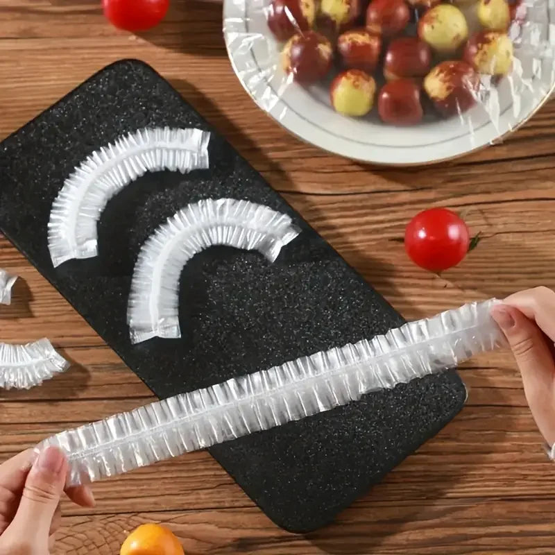 100pcs Disposable Food Cover – Saran Wrap Bowl Covers | Food Grade Fresh-Keeping Plastic Bags