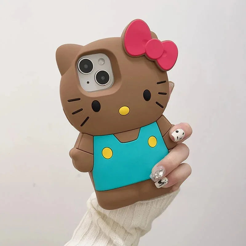 Sanrio Hello Kitty 3D Bow Phone Case – Cute Y2K Silicone Cover for iPhone 11–17 Pro Max