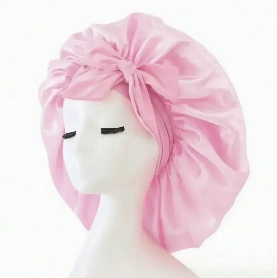 Satin Bonnet for Women | Adjustable Bow Tie Silk Sleep Cap for Curly Hair & Night Hair Care
