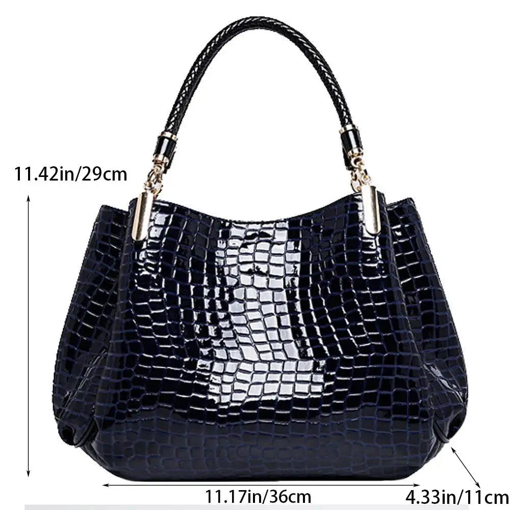 Women's Crocodile Print Tote Bag — Large Capacity Shoulder & Handbag