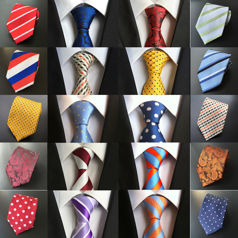 Men's Jacquard Polyester Tie – Classic Stripe Business & Casual Necktie