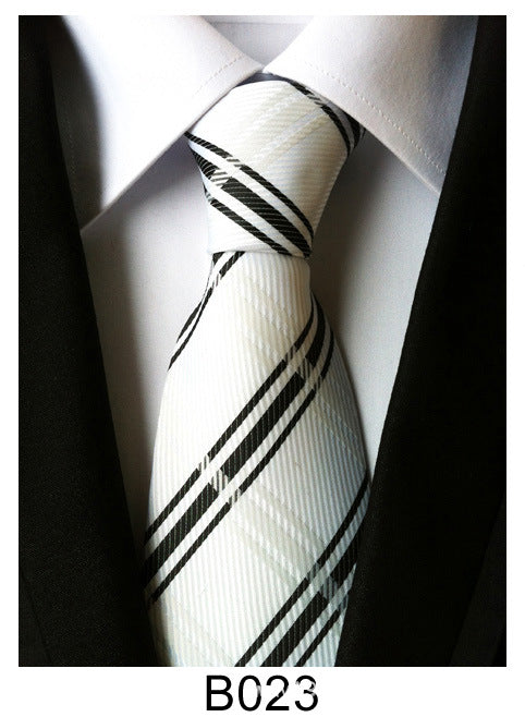 Men's Jacquard Polyester Tie – Classic Stripe Business & Casual Necktie