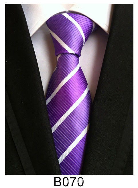 Men's Jacquard Polyester Tie – Classic Stripe Business & Casual Necktie