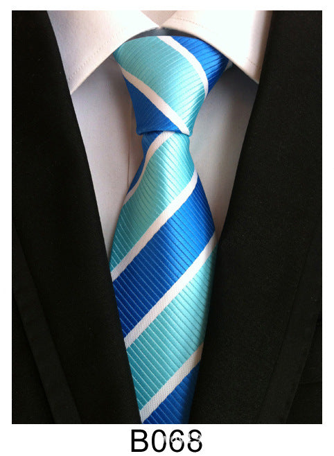 Men's Jacquard Polyester Tie – Classic Stripe Business & Casual Necktie