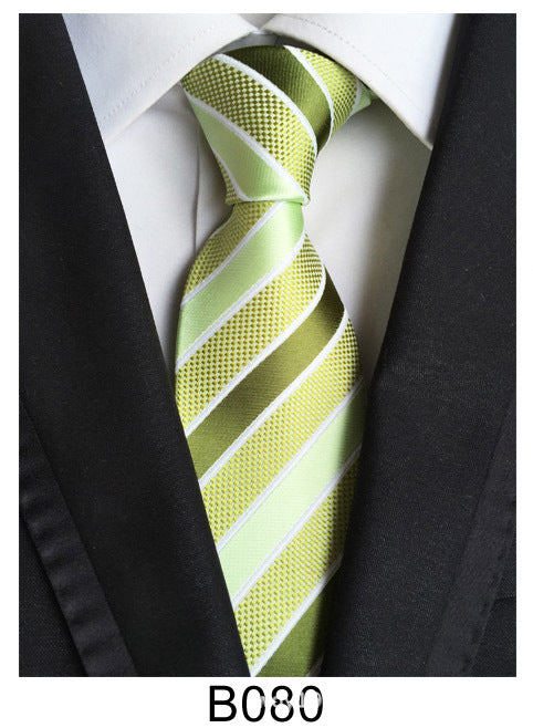 Men's Jacquard Polyester Tie – Classic Stripe Business & Casual Necktie