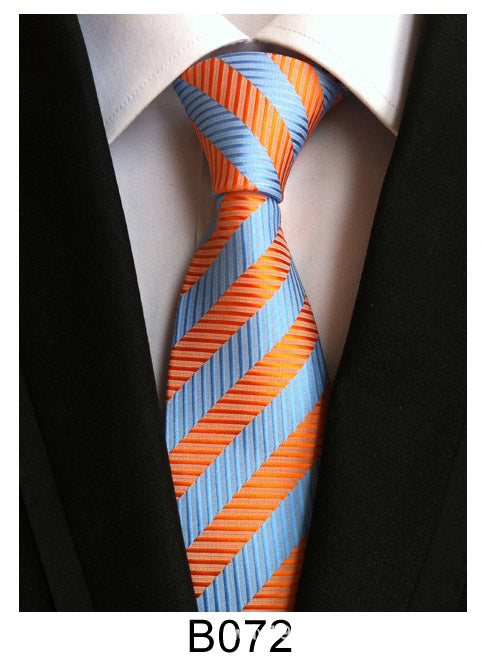 Men's Jacquard Polyester Tie – Classic Stripe Business & Casual Necktie