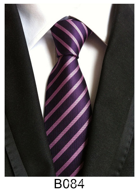 Men's Jacquard Polyester Tie – Classic Stripe Business & Casual Necktie