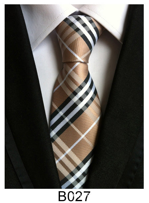 Men's Jacquard Polyester Tie – Classic Stripe Business & Casual Necktie