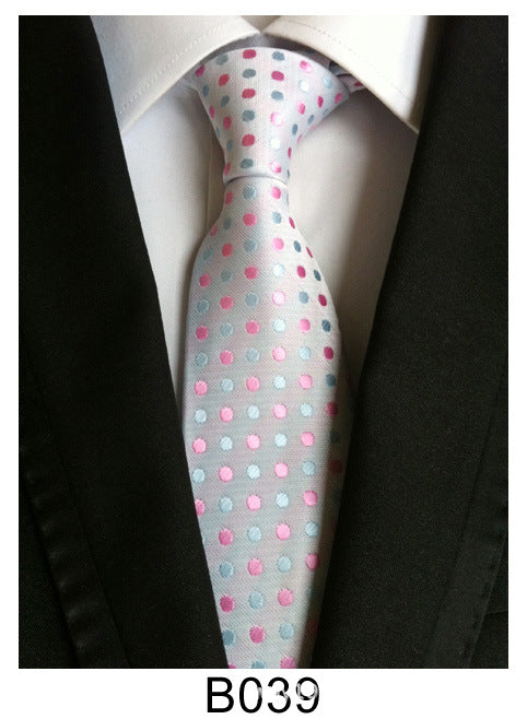 Men's Jacquard Polyester Tie – Classic Stripe Business & Casual Necktie