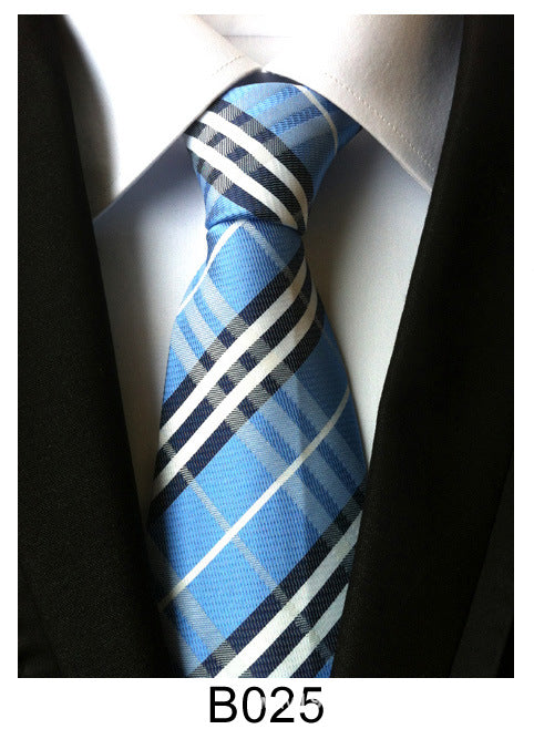Men's Jacquard Polyester Tie – Classic Stripe Business & Casual Necktie