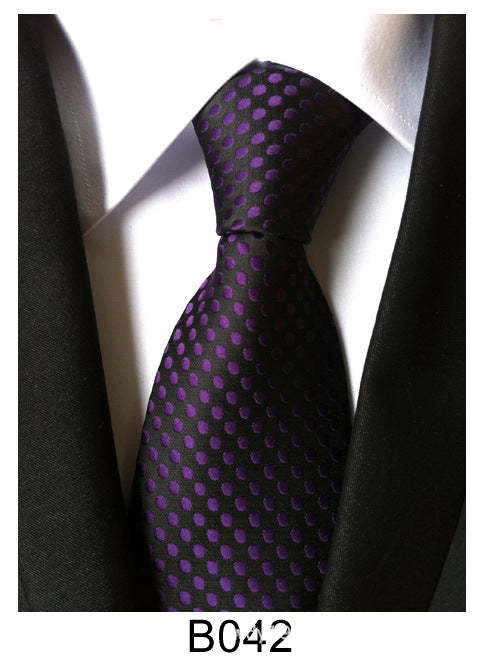 Men's Jacquard Polyester Tie – Classic Stripe Business & Casual Necktie