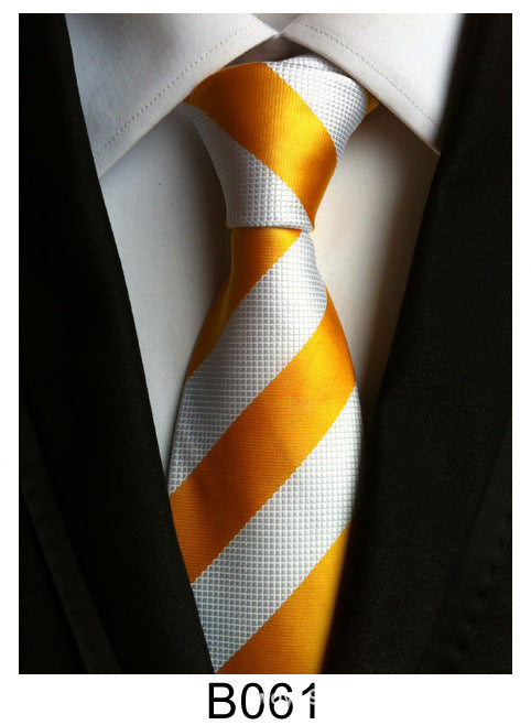 Men's Jacquard Polyester Tie – Classic Stripe Business & Casual Necktie