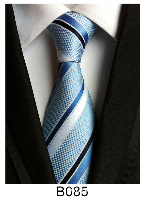 Men's Jacquard Polyester Tie – Classic Stripe Business & Casual Necktie