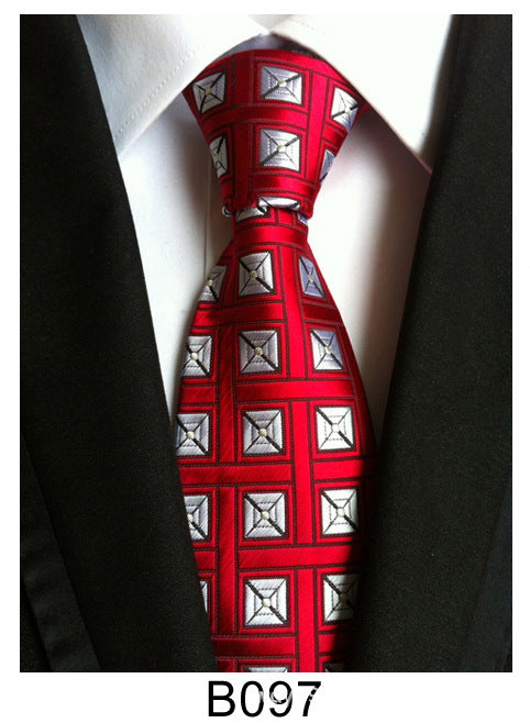 Men's Jacquard Polyester Tie – Classic Stripe Business & Casual Necktie