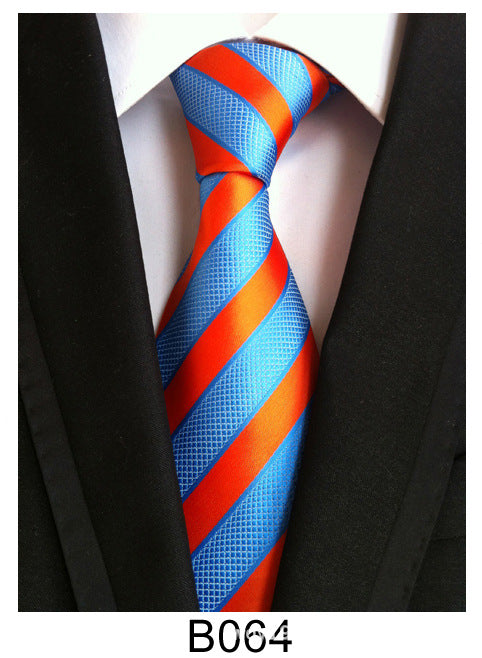 Men's Jacquard Polyester Tie – Classic Stripe Business & Casual Necktie