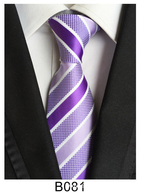 Men's Jacquard Polyester Tie – Classic Stripe Business & Casual Necktie