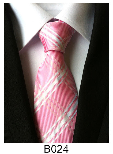 Men's Jacquard Polyester Tie – Classic Stripe Business & Casual Necktie