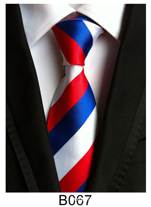 Men's Jacquard Polyester Tie – Classic Stripe Business & Casual Necktie