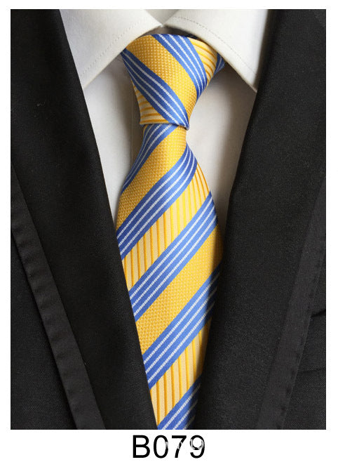 Men's Jacquard Polyester Tie – Classic Stripe Business & Casual Necktie