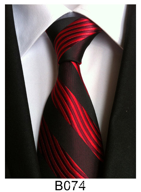 Men's Jacquard Polyester Tie – Classic Stripe Business & Casual Necktie