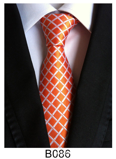 Men's Jacquard Polyester Tie – Classic Stripe Business & Casual Necktie