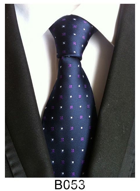Men's Jacquard Polyester Tie – Classic Stripe Business & Casual Necktie