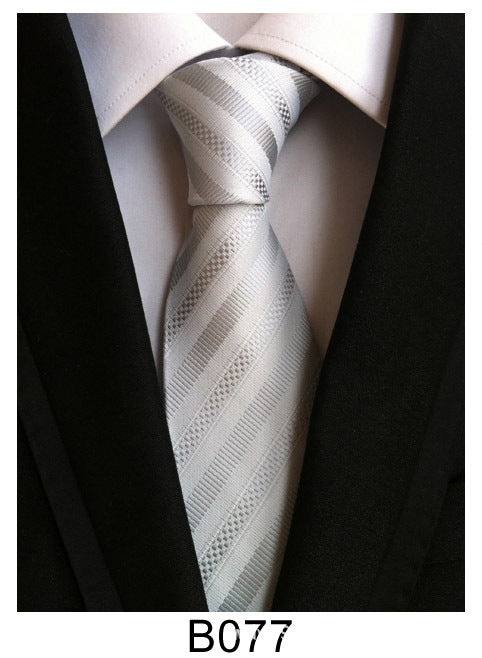 Men's Jacquard Polyester Tie – Classic Stripe Business & Casual Necktie