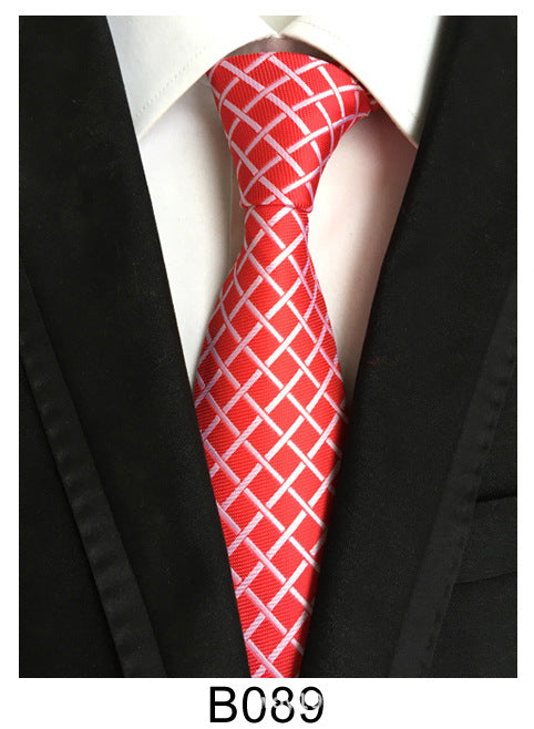 Men's Jacquard Polyester Tie – Classic Stripe Business & Casual Necktie
