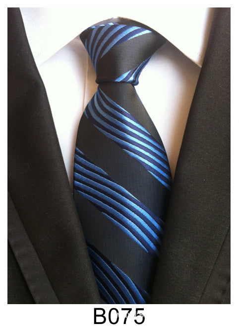 Men's Jacquard Polyester Tie – Classic Stripe Business & Casual Necktie