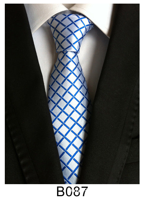 Men's Jacquard Polyester Tie – Classic Stripe Business & Casual Necktie