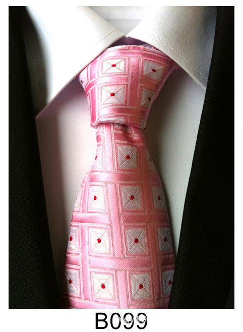 Men's Jacquard Polyester Tie – Classic Stripe Business & Casual Necktie