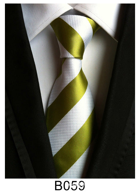 Men's Jacquard Polyester Tie – Classic Stripe Business & Casual Necktie