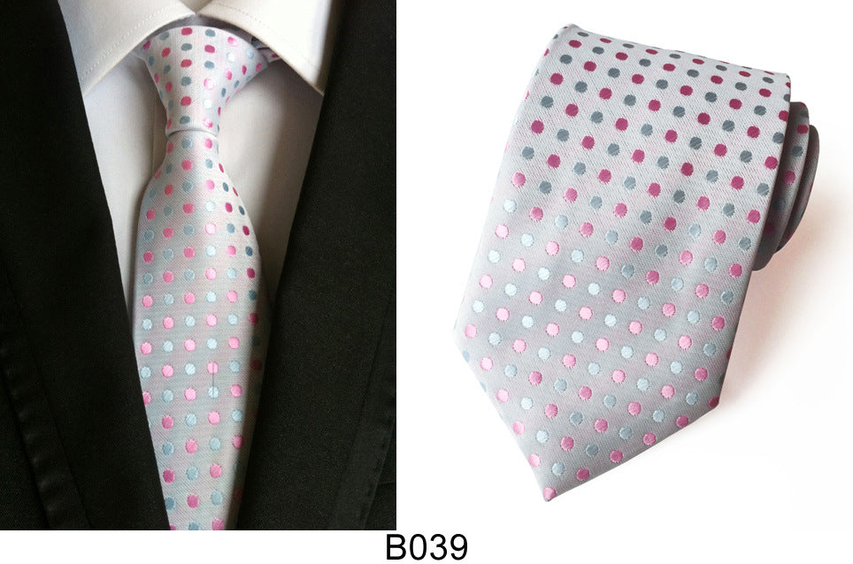 Men's Jacquard Polyester Tie – Classic Stripe Business & Casual Necktie