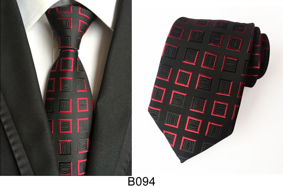 Men's Jacquard Polyester Tie – Classic Stripe Business & Casual Necktie