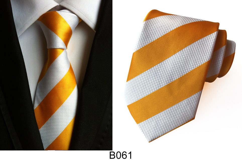Men's Jacquard Polyester Tie – Classic Stripe Business & Casual Necktie