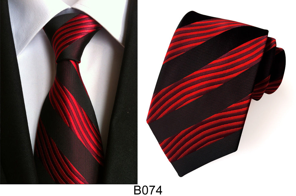 Men's Jacquard Polyester Tie – Classic Stripe Business & Casual Necktie