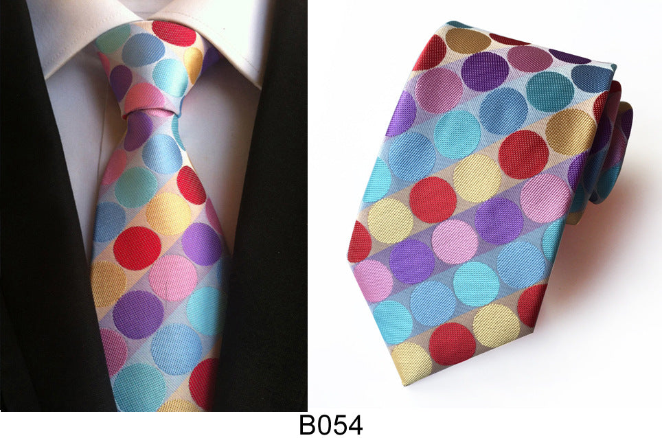 Men's Jacquard Polyester Tie – Classic Stripe Business & Casual Necktie