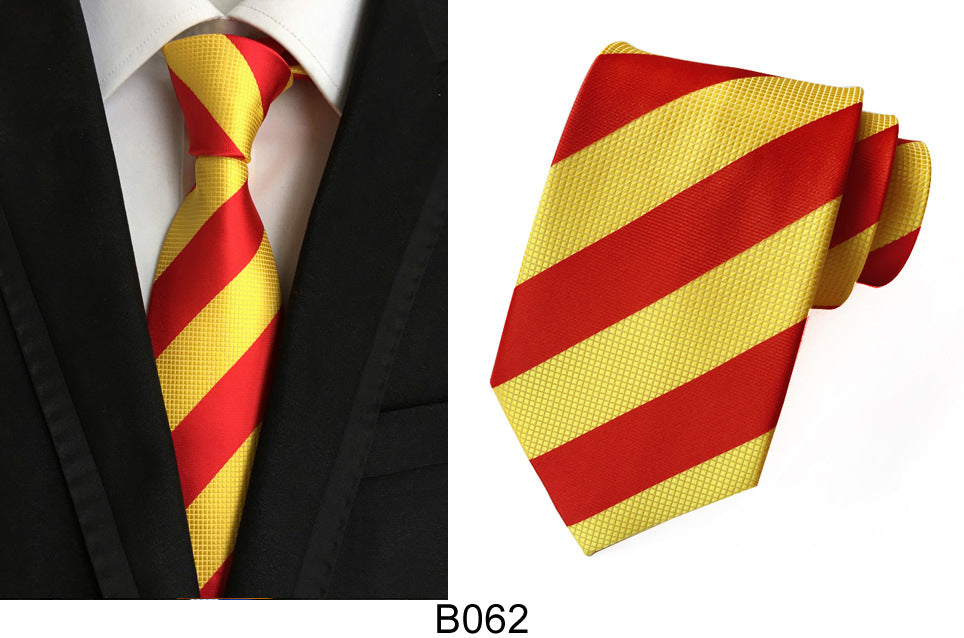 Men's Jacquard Polyester Tie – Classic Stripe Business & Casual Necktie