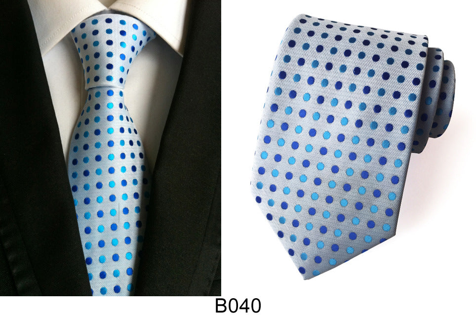 Men's Jacquard Polyester Tie – Classic Stripe Business & Casual Necktie