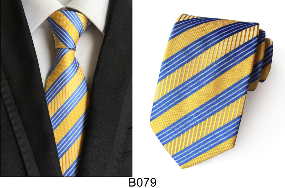 Men's Jacquard Polyester Tie – Classic Stripe Business & Casual Necktie