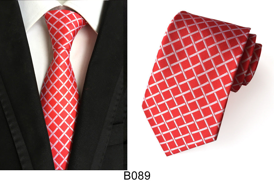 Men's Jacquard Polyester Tie – Classic Stripe Business & Casual Necktie
