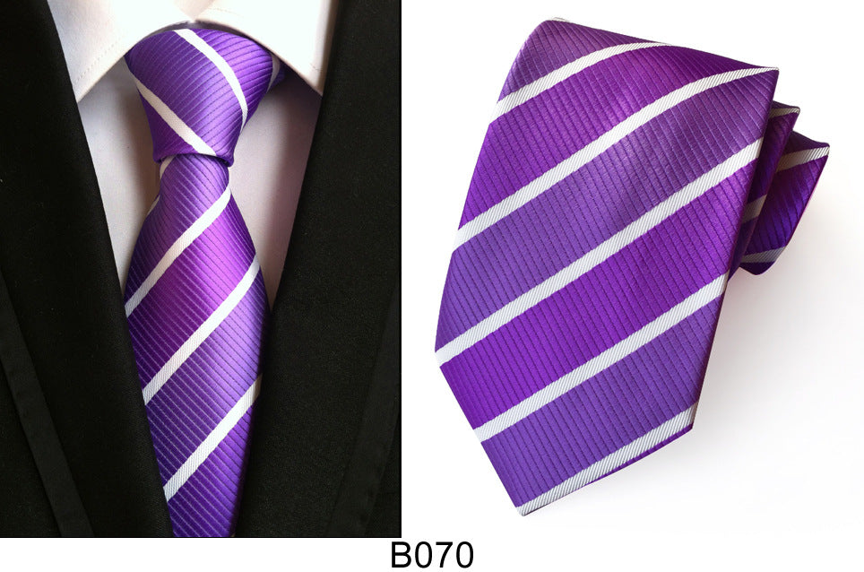 Men's Jacquard Polyester Tie – Classic Stripe Business & Casual Necktie