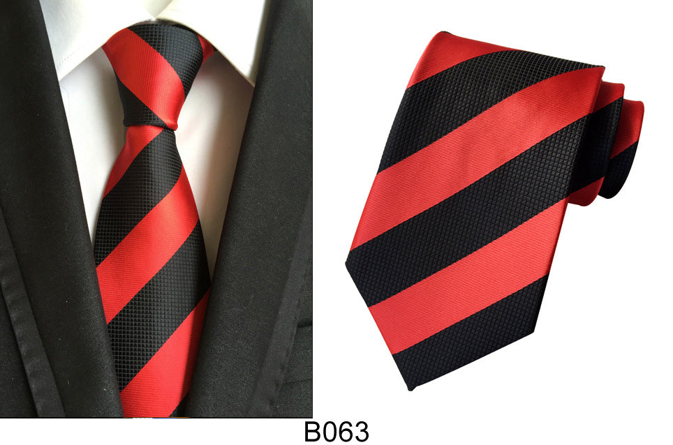 Men's Jacquard Polyester Tie – Classic Stripe Business & Casual Necktie