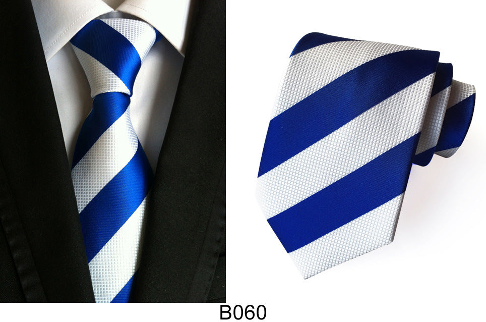 Men's Jacquard Polyester Tie – Classic Stripe Business & Casual Necktie