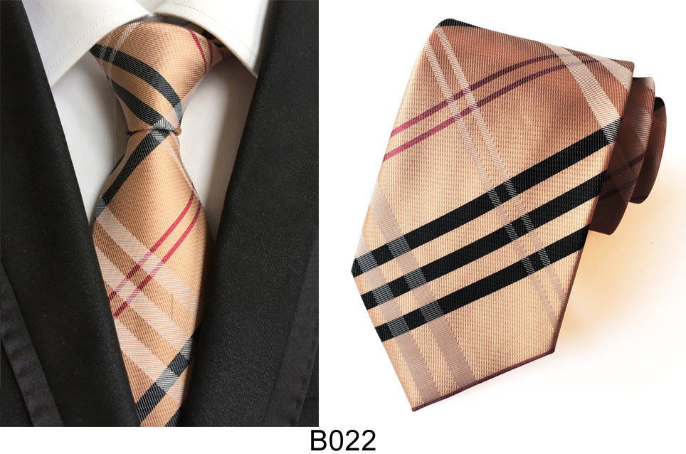 Men's Jacquard Polyester Tie – Classic Stripe Business & Casual Necktie