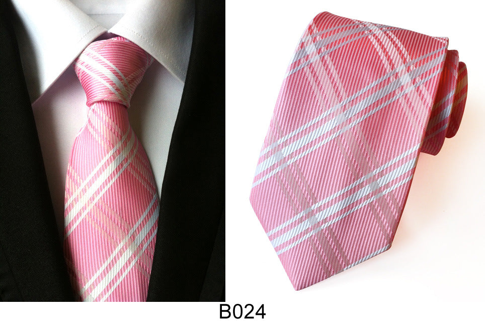 Men's Jacquard Polyester Tie – Classic Stripe Business & Casual Necktie