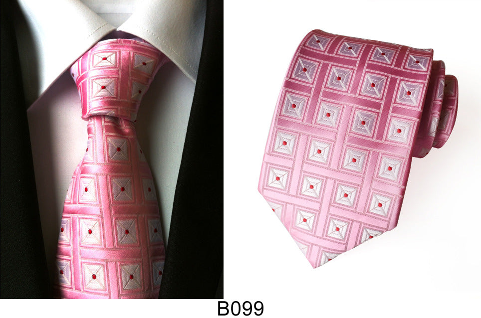 Men's Jacquard Polyester Tie – Classic Stripe Business & Casual Necktie