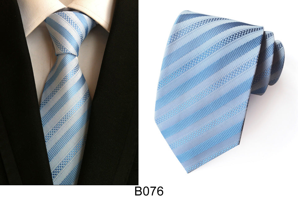 Men's Jacquard Polyester Tie – Classic Stripe Business & Casual Necktie