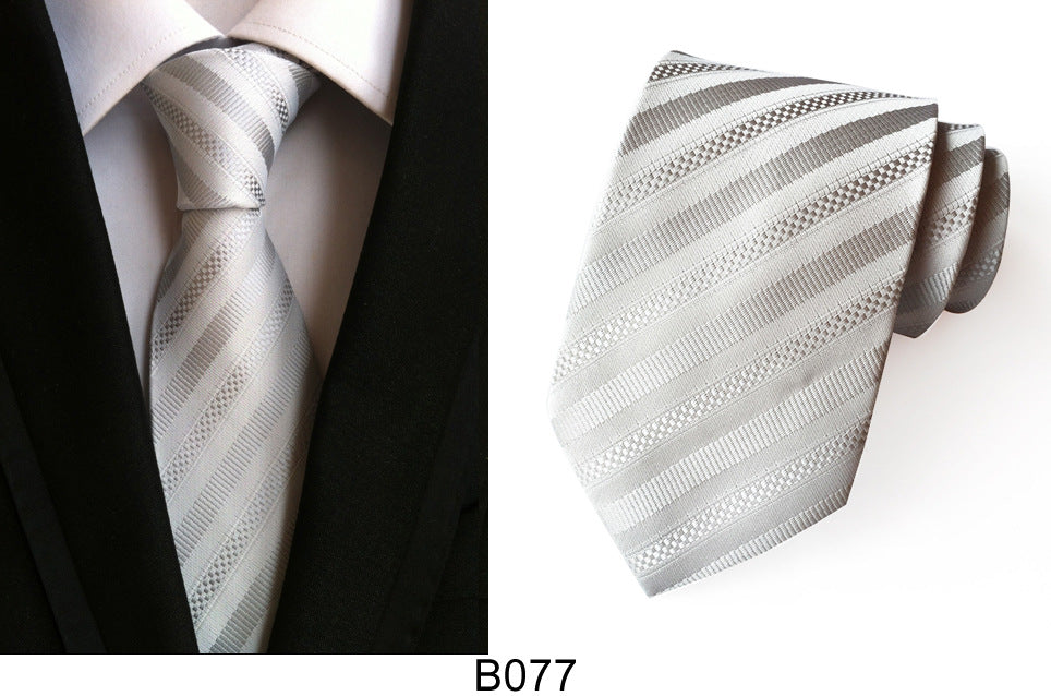 Men's Jacquard Polyester Tie – Classic Stripe Business & Casual Necktie