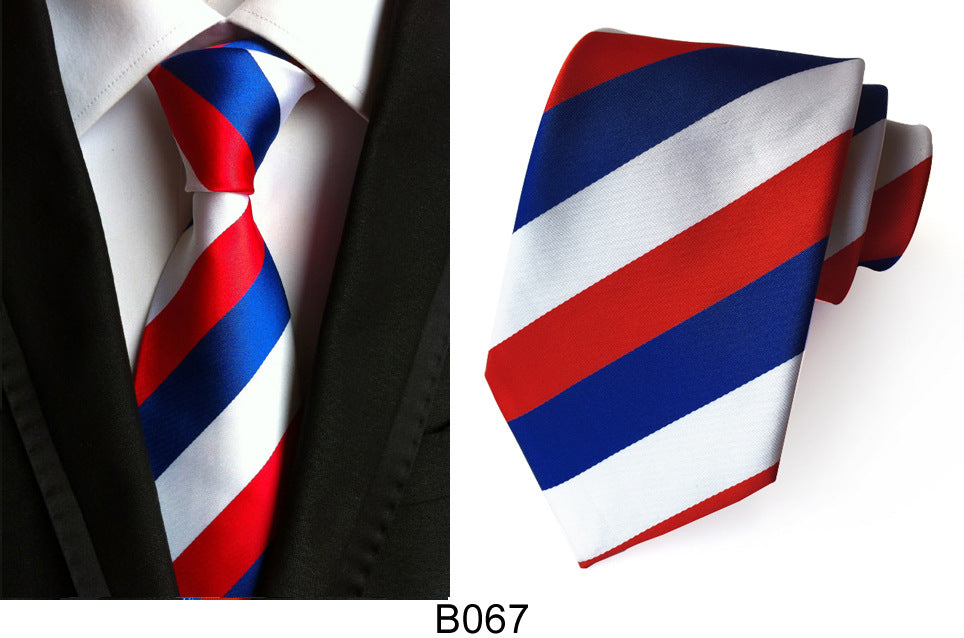 Men's Jacquard Polyester Tie – Classic Stripe Business & Casual Necktie